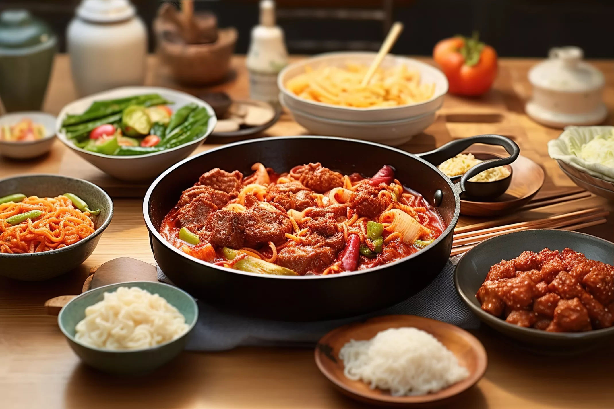 Makanan Korea yang disajikan di restoran Korea, Lotte Shopping Avenue