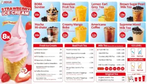 Daftar menu Mixue terbaru. 