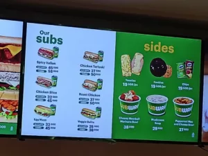 menu Subway